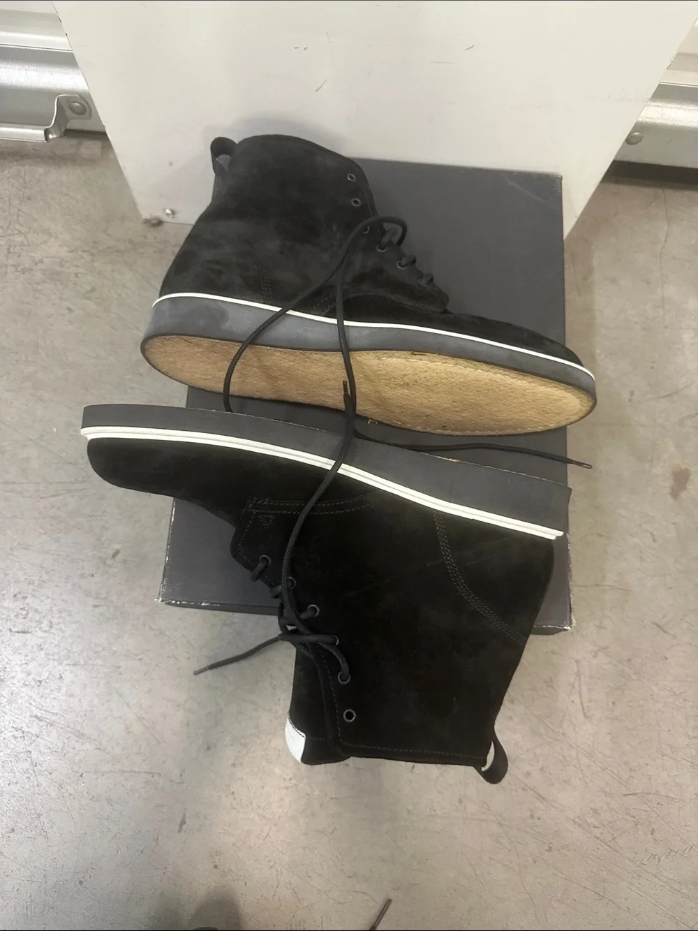 rag & bone Black Suede Chukka Boots with White Welt